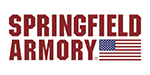Logo of Springfield Armory featuring bold text and an American flag emblem, representing quality firearms and heritage.