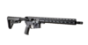 Black modern rifle with tactical features and rail system, showcasing precision engineering by Uintah Precision.