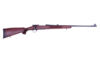 Bolt-action rifle with a wooden stock and blued steel barrel, showcasing craftsmanship and design.