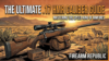 Illustration of a .17 HMR rifle in a desert landscape, showcasing the ultimate guide to mastering rimfire shooting.