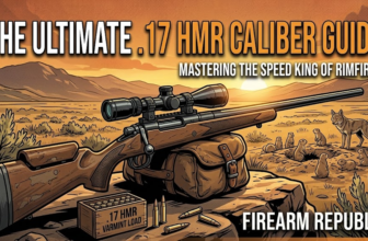 Illustration of a .17 HMR rifle in a desert landscape, showcasing the ultimate guide to mastering rimfire shooting.