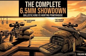 Illustration of a 6.5mm showdown featuring two rifles, highlighting key comparisons in a scenic outdoor setting.