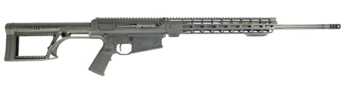 Modern semi-automatic rifle featuring a sleek design and tactical rail system for accessories.