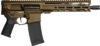 Side view of a Dissent firearm in brown finish, showcasing its modern design and tactical features.