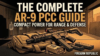 AR-9 PCC Guide cover showcasing a rifle and ammunition, focusing on compact power for range and defense.
