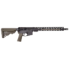 Side view of a modern rifle featuring an extended handguard and an adjustable stock in dark colors.